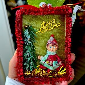 Brand new elf shadow box ornament